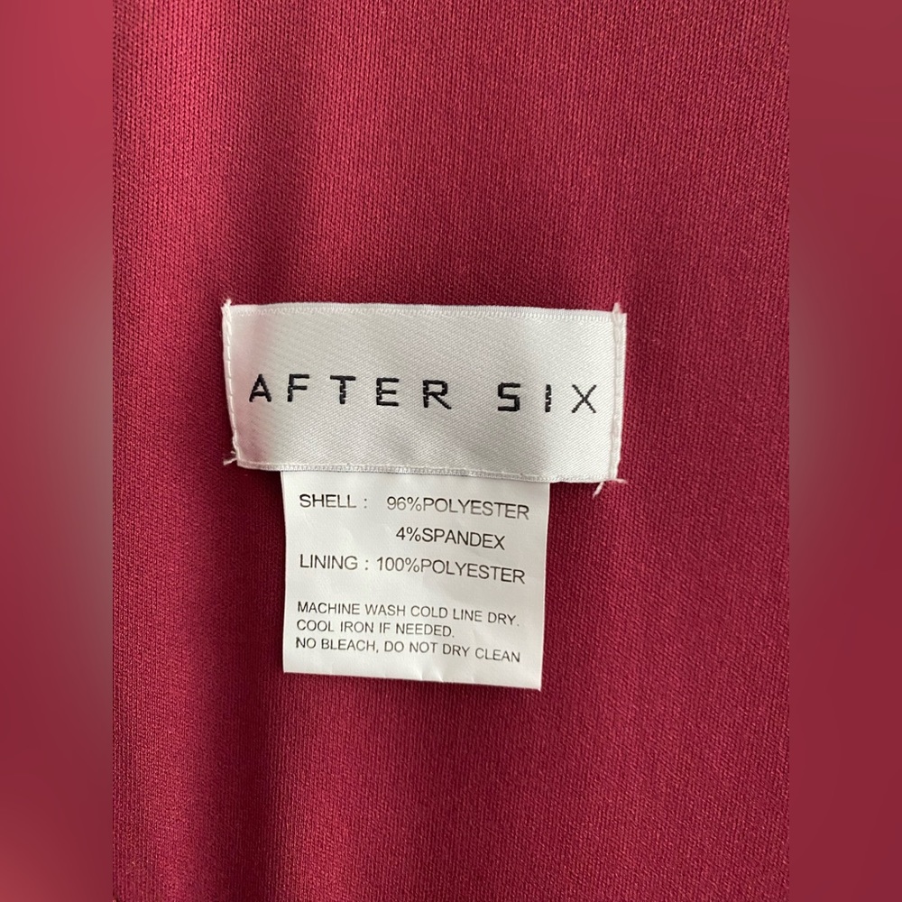 After Six V-neck Crepe Front Slit Formal Dress In Burgundy Size M - Picture 8 of 11